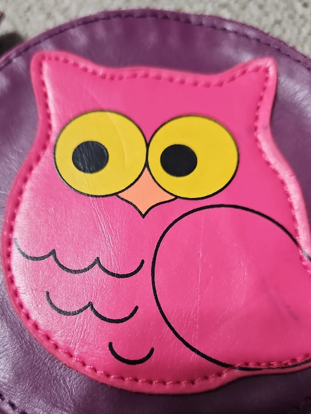 Kids Purple Coin Purse with Pink Owl